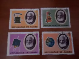 марки Гвинея Изобретение телефона, связь Белл 1976 г гаш