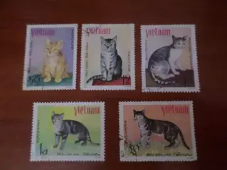 Марки Вьетнам фауна Кошки 1979 г гаш