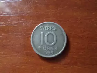 Монета 10 оре эре Швеция 1953 г серебро