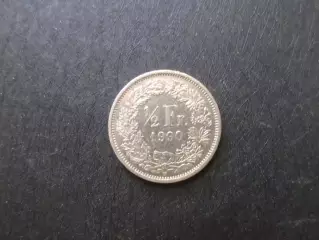 Монета 1\2 франка Швейцария 1990 г