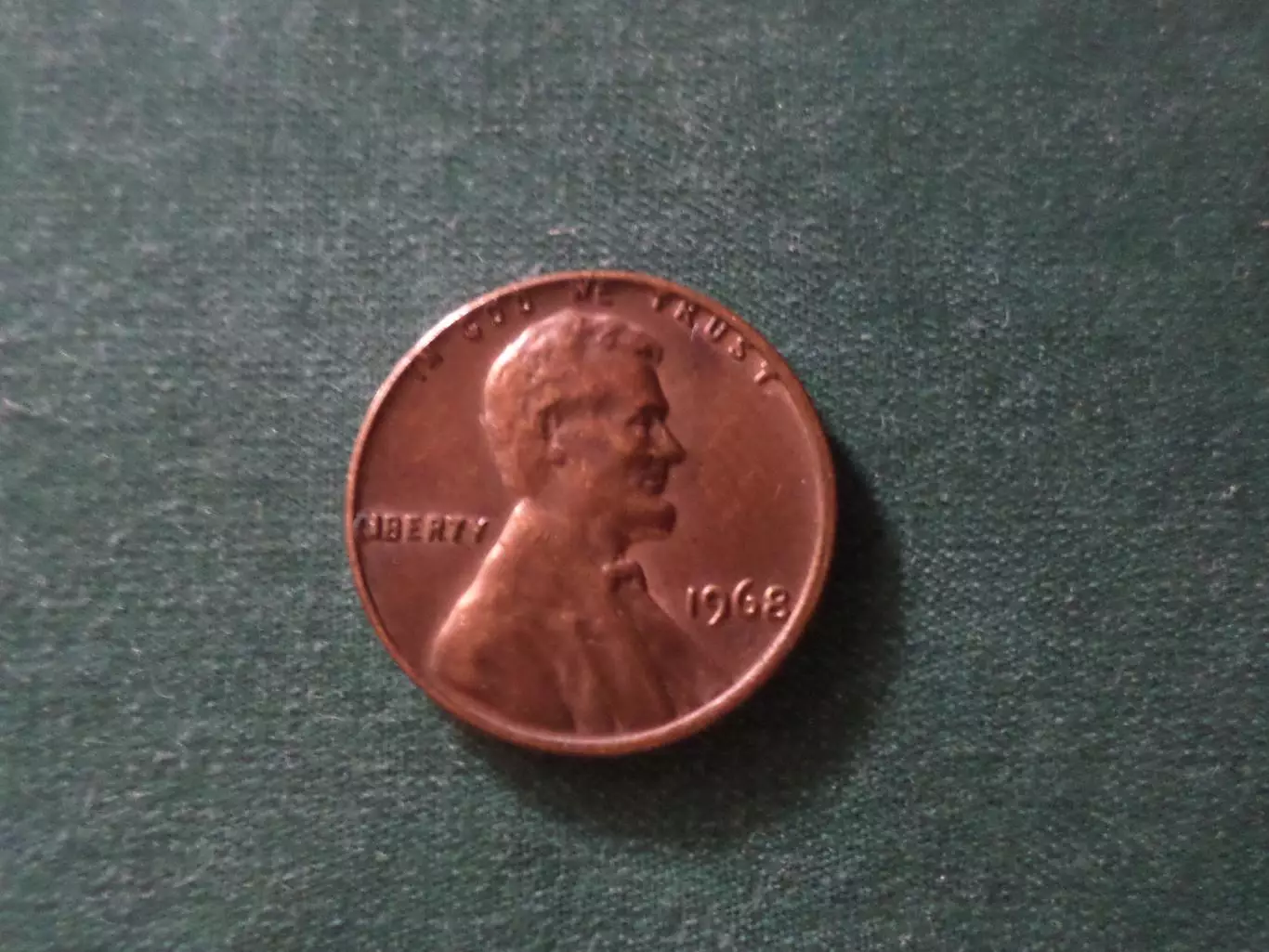 Монета 1 цент США 1968 г без двора