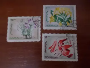 Марки Монголия флора Цветы гаш