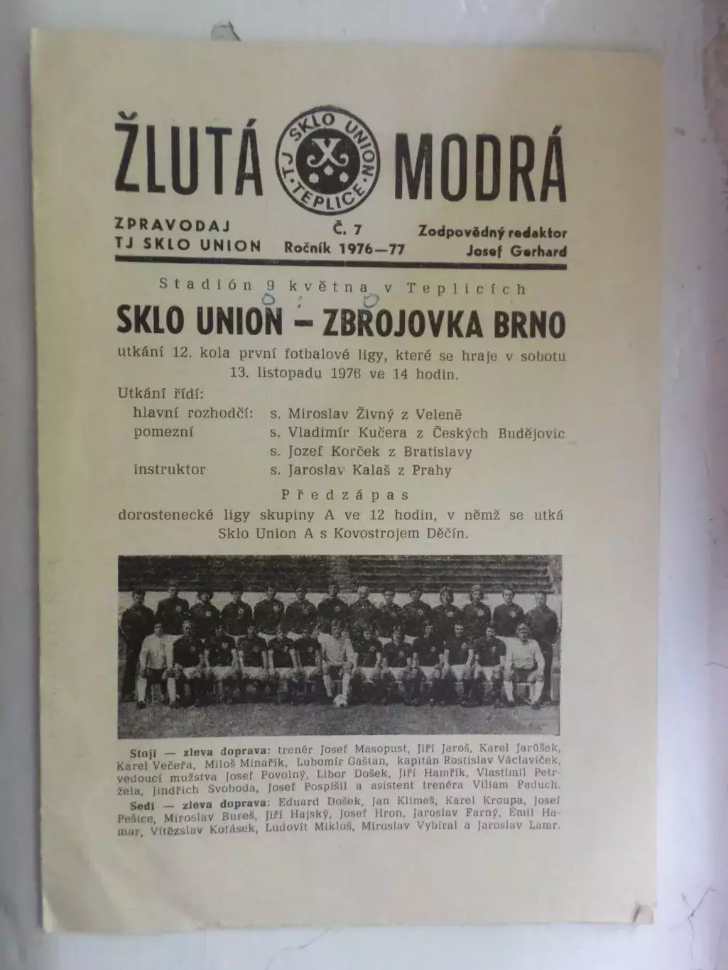 программа Скло Юнион Теплице - Збройовка Брно 1976-1977 Чехословакия ЧССР