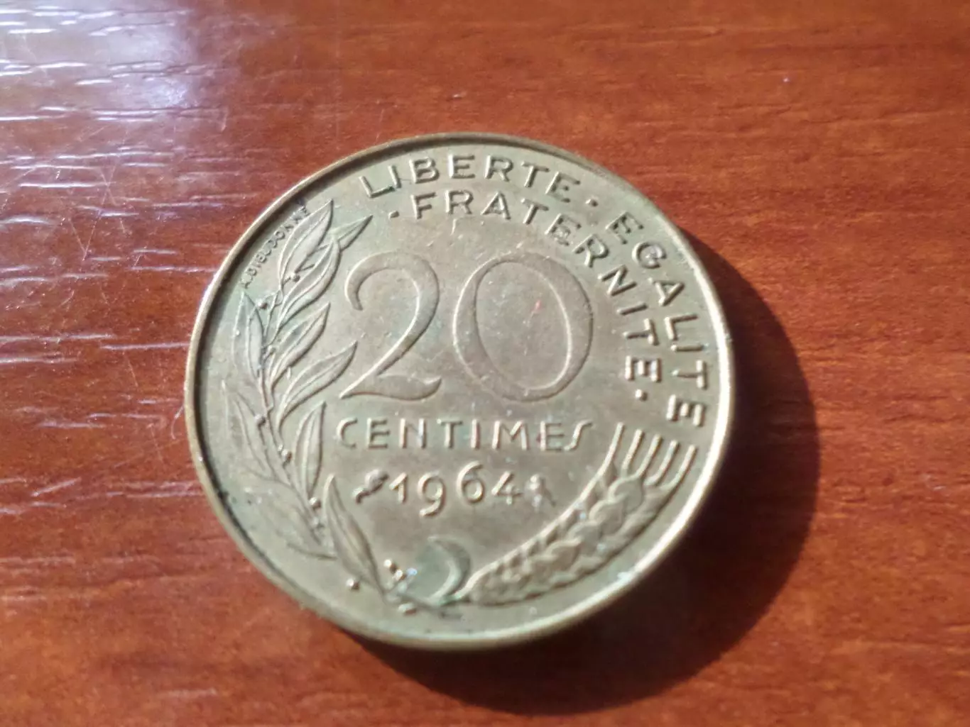 Монета 20 сантимов Франция 1964 г