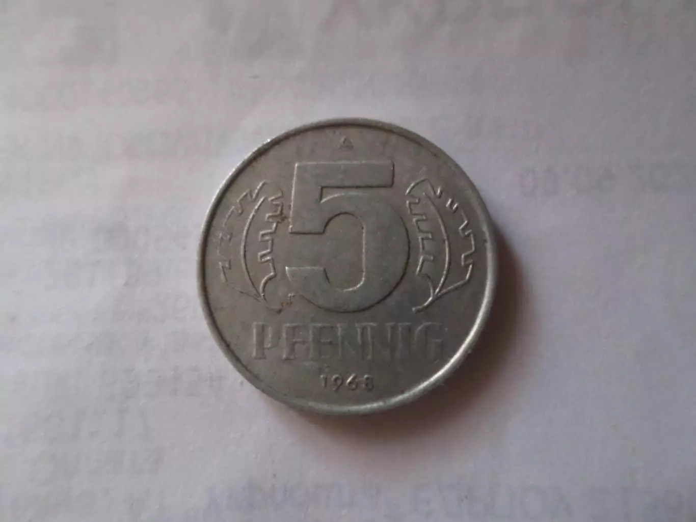 Монета 5 пфеннигов ГДР 1968 г