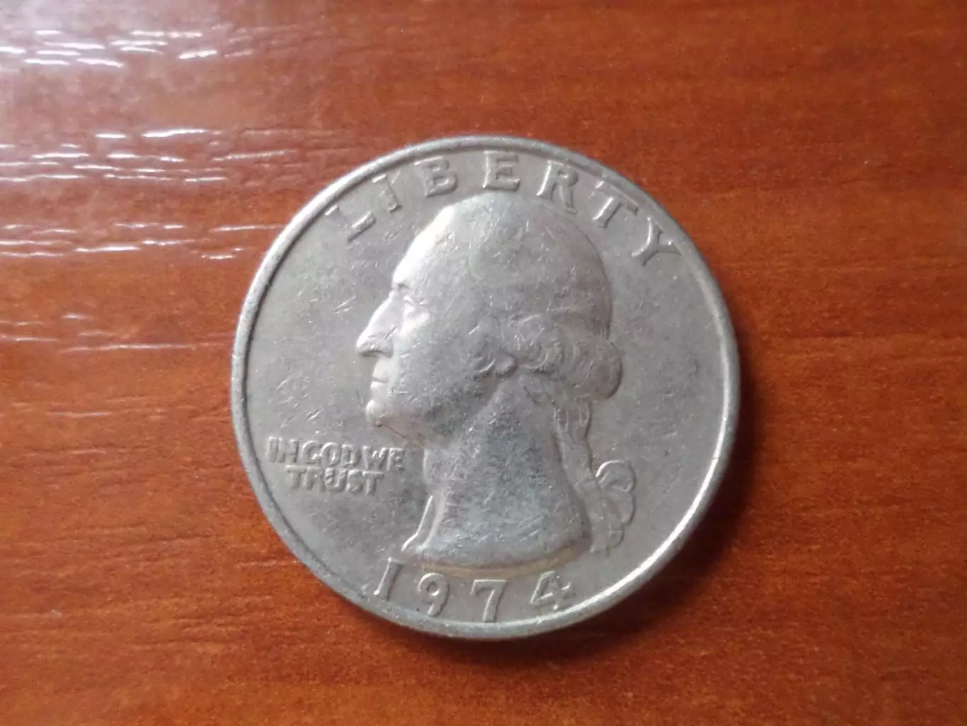 Монета 25 центов США квотер 1974 г