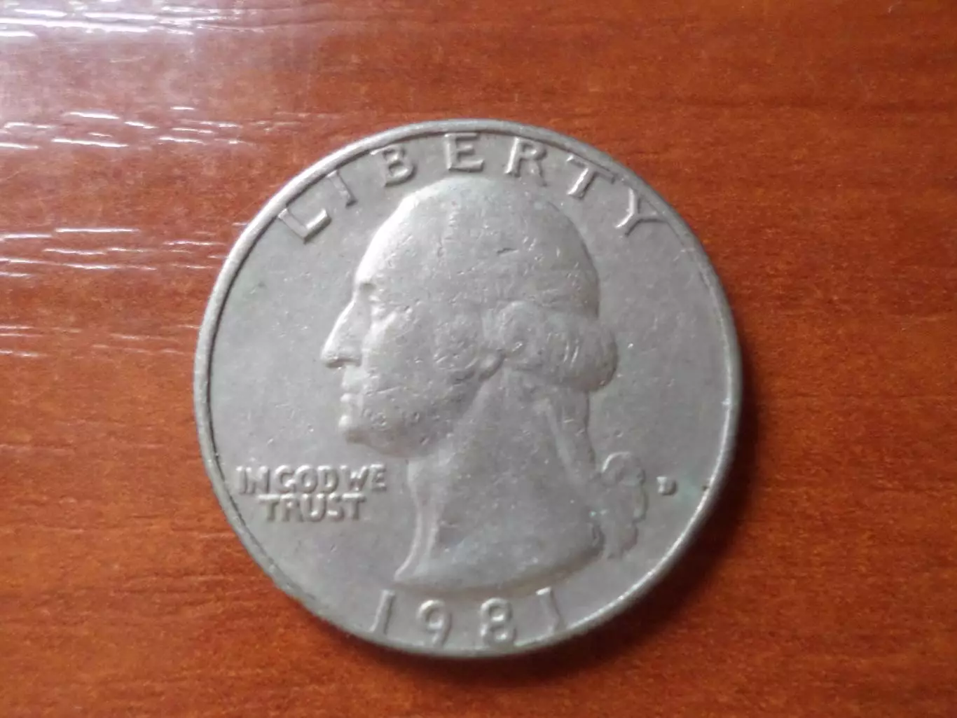 Монета 25 центов США квотер 1981 г