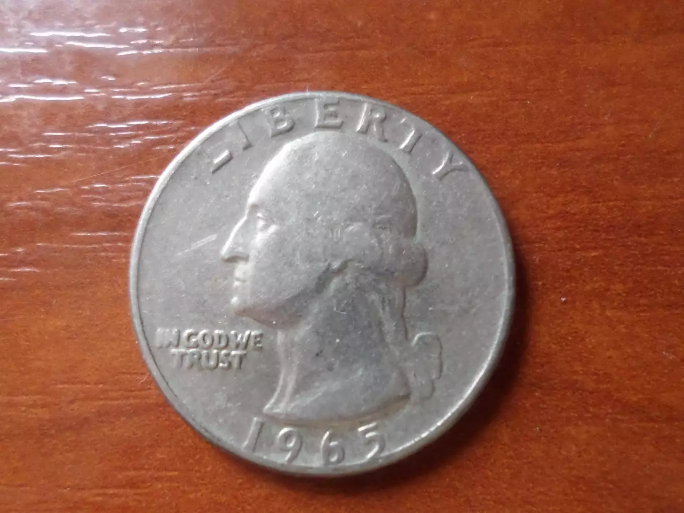 Монета 25 центов США квотер 1965 г