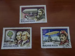 Марки Венгрия пионеры воздухоплавания 1977 г гаш