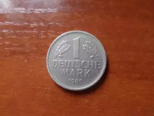 Монета 1 марка Германия ФРГ 1980 г