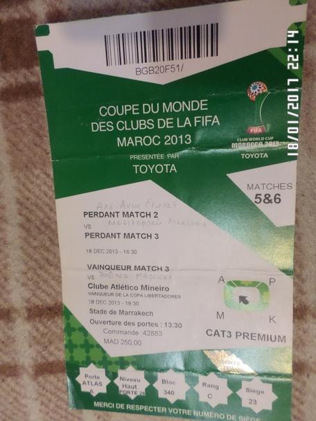 Билет клубный чемпионат мира Марокко 2013 Аль-Ахш Египет - Монтеррей Мексика