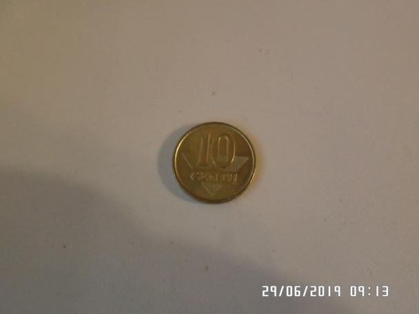 монета 10 центов Литва 2009 г