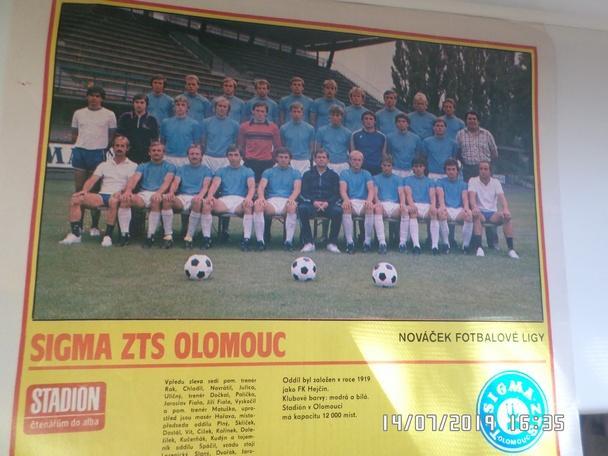 постер из журнала Стадион Чехословакия Сигма Оломоуц ЧССР