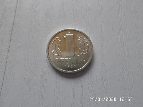 монета 1 пфеннинг ГДР 1989 г