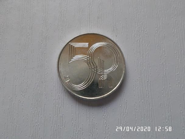 монета 50 геллеров Чехия 1997 г
