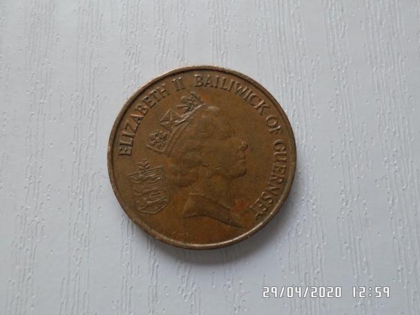 монета 1 пенни Великобритания Гернси 1989 г