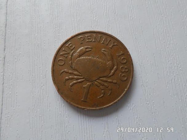 монета 1 пенни Великобритания Гернси 1989 г 1