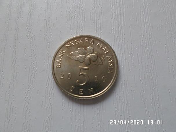 монета 5 сен Малайзия 2010 г