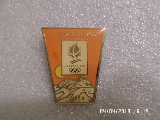 Значок Олимпиада-1992 г Альбервиль эмблема 11 февраля