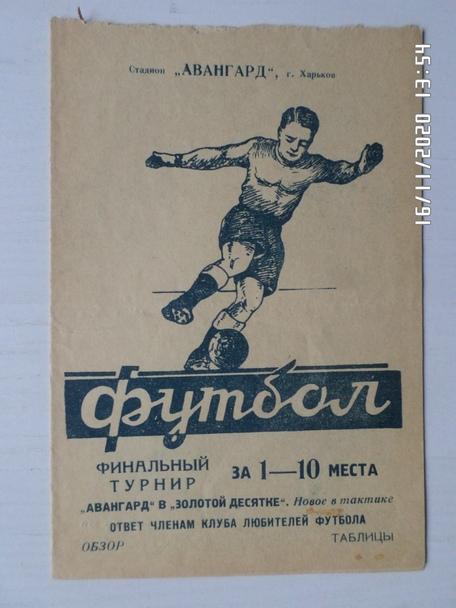 Программа финальный турнир за 1-10 места 1961 г Авангард Харьков