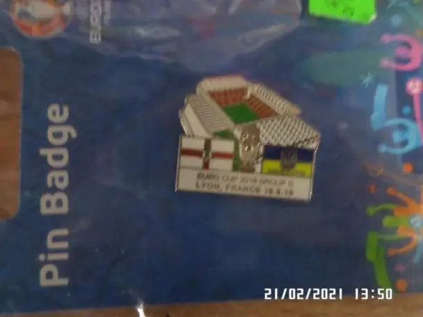 Значок к матчу Северная Ирландия - Украина ЕВРО-2016 16 июня 2016 г. Лион