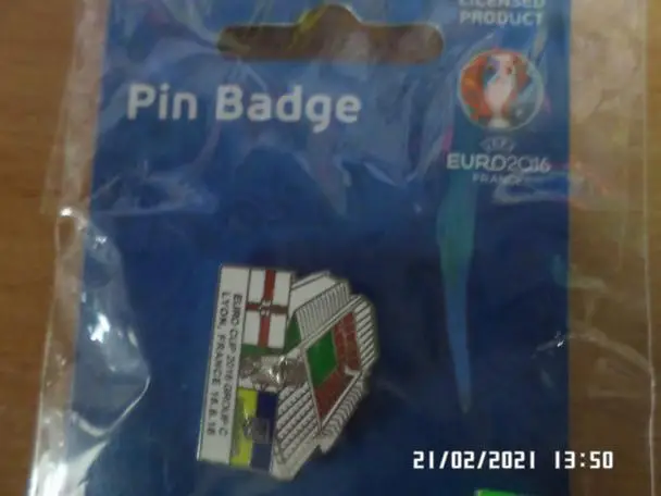 Значок к матчу Северная Ирландия - Украина ЕВРО-2016 16 июня 2016 г. Лион 1