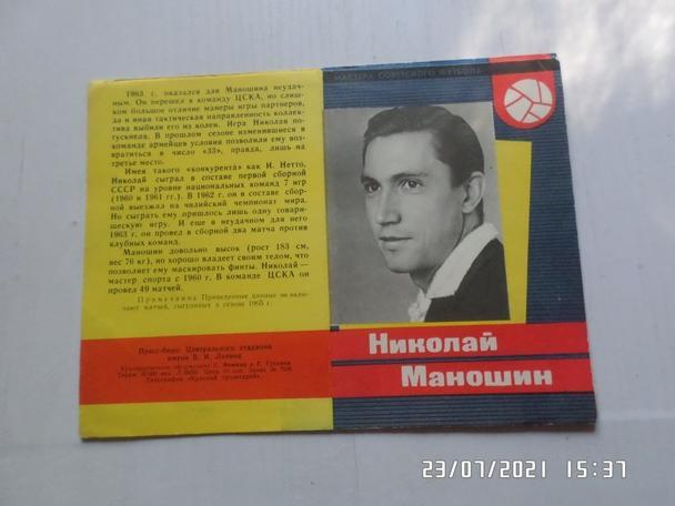 Николай Маношин ЦСКА Москва 1965 г серия Мастера Советского футбола