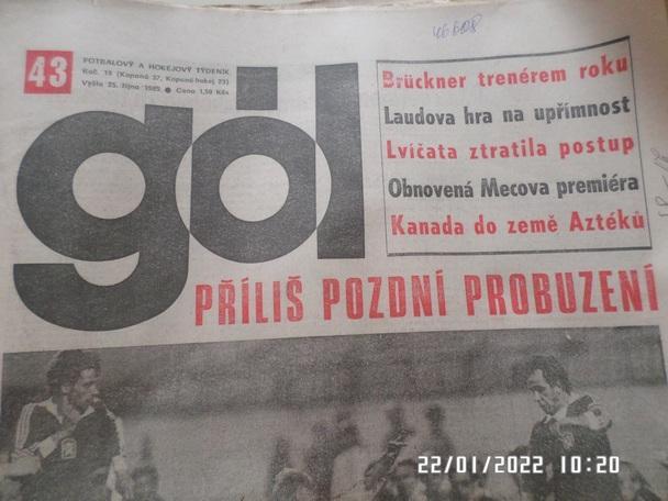 газета ГОЛ № 43 1985 г ( футбол-хоккей Чехословакия)