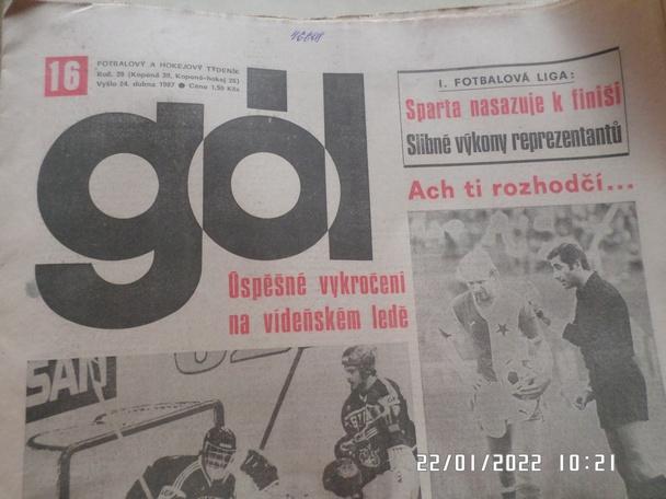 газета ГОЛ № 16 1987 г ( футбол-хоккей Чехословакия)