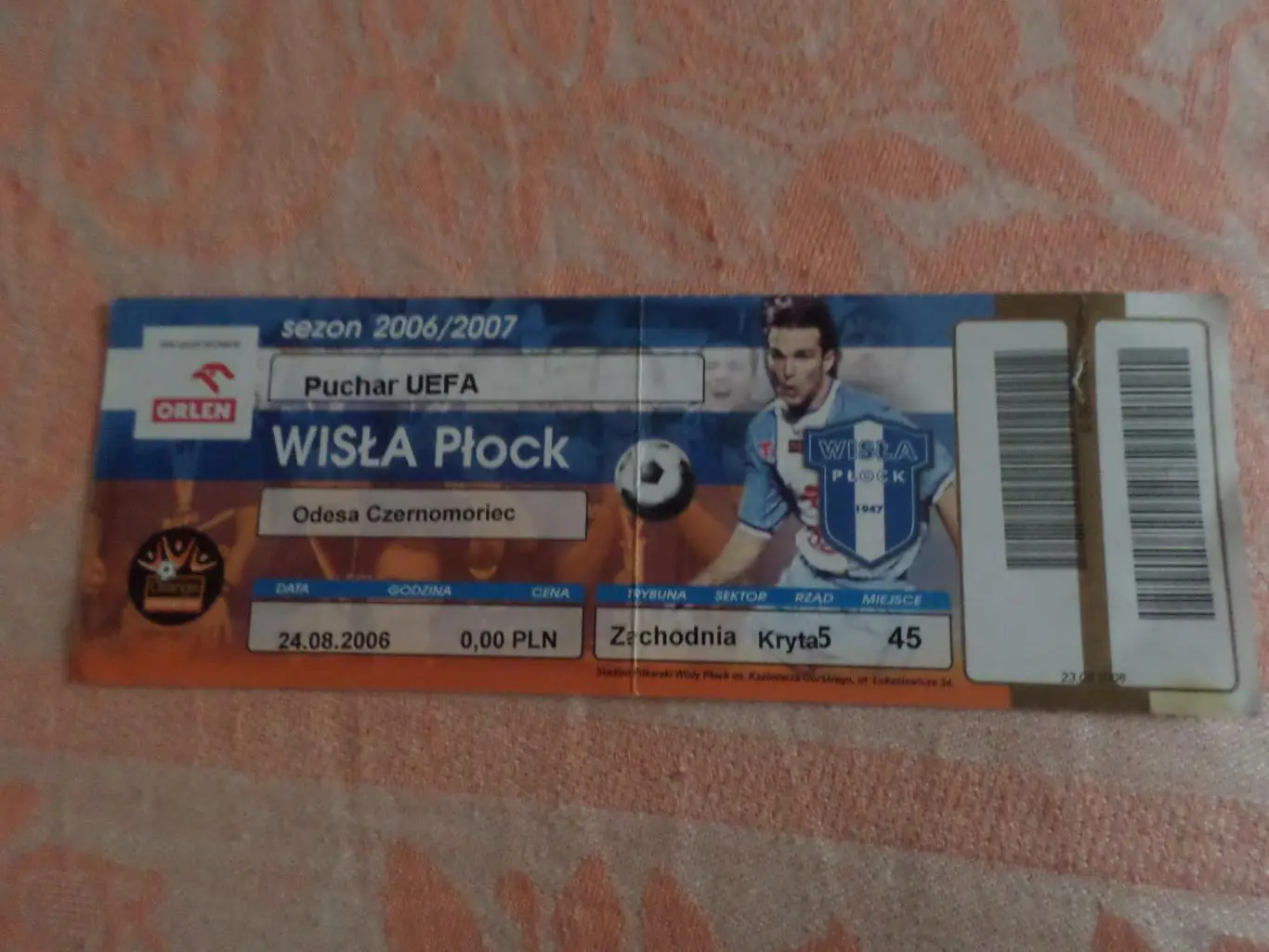 Билет к матчу Висла Плоцк Польша - Черноморец Одесса 2006 г