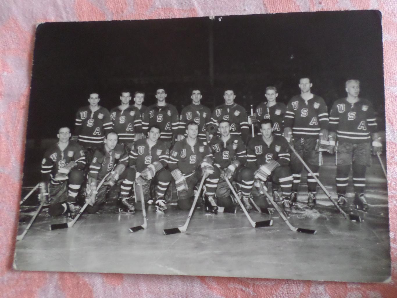 открытка хоккей сборная США участник чемпионата мира по хоккею 1959 г