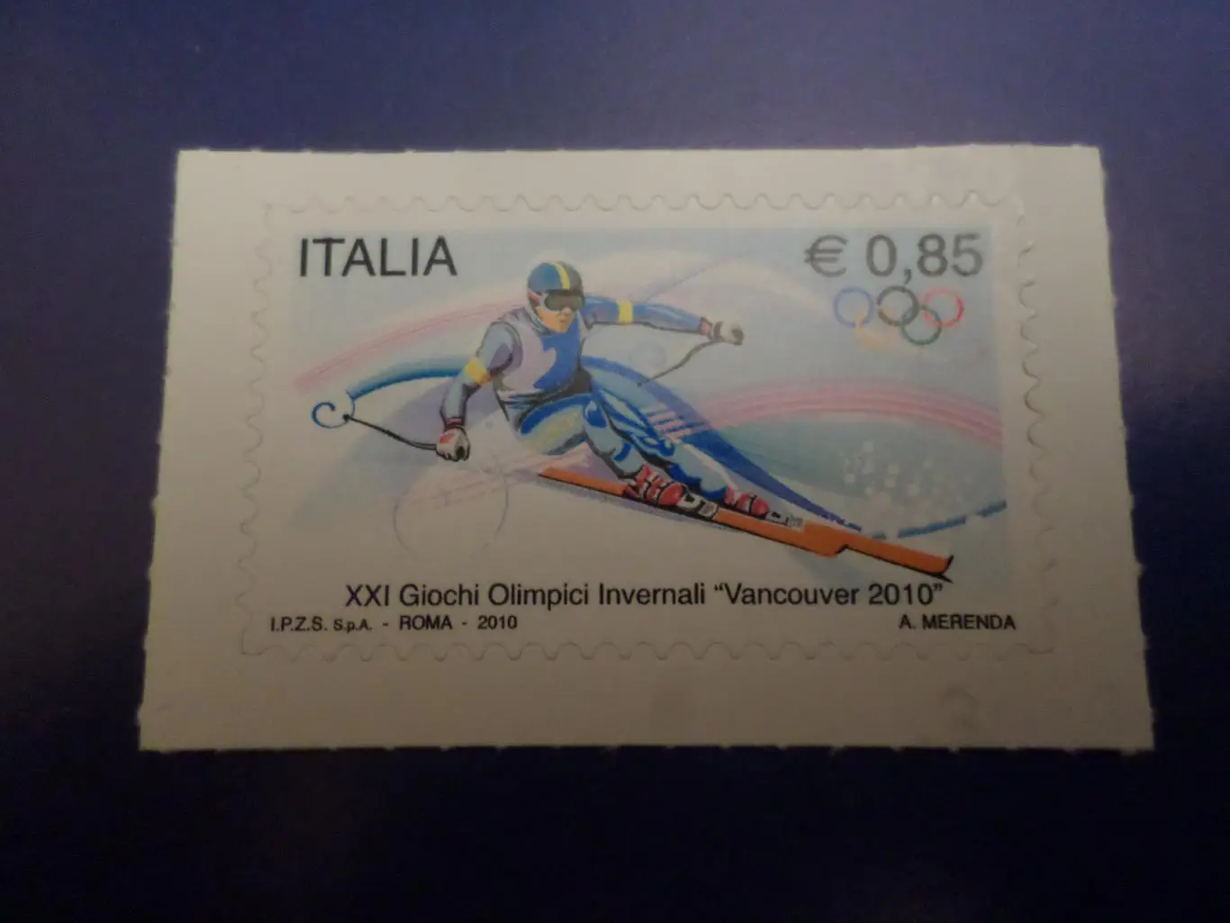 Марка Италия Олимпиада - 2010 Зимние олимпийские игры Ванкувер чистая