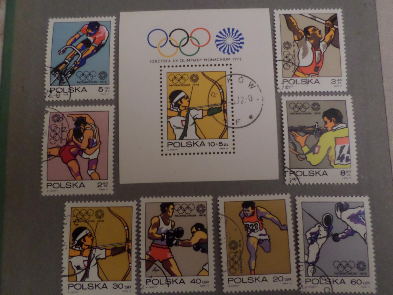 марки Польша Олимпийские игры Мюнхен 1972 г