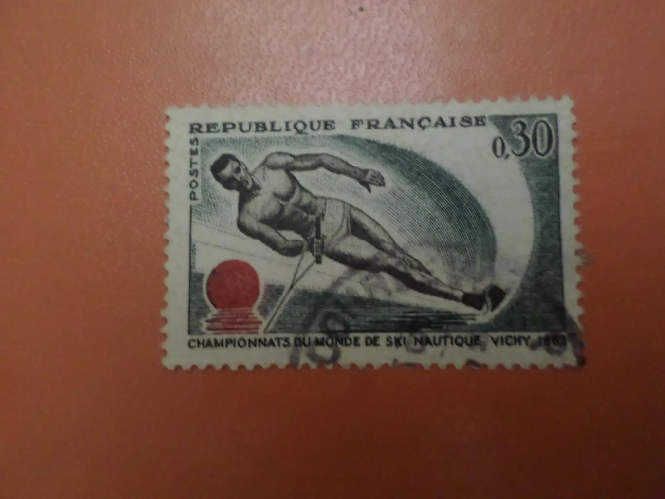 марка Франция Чемпионат мира по водным лыжам 1963 г