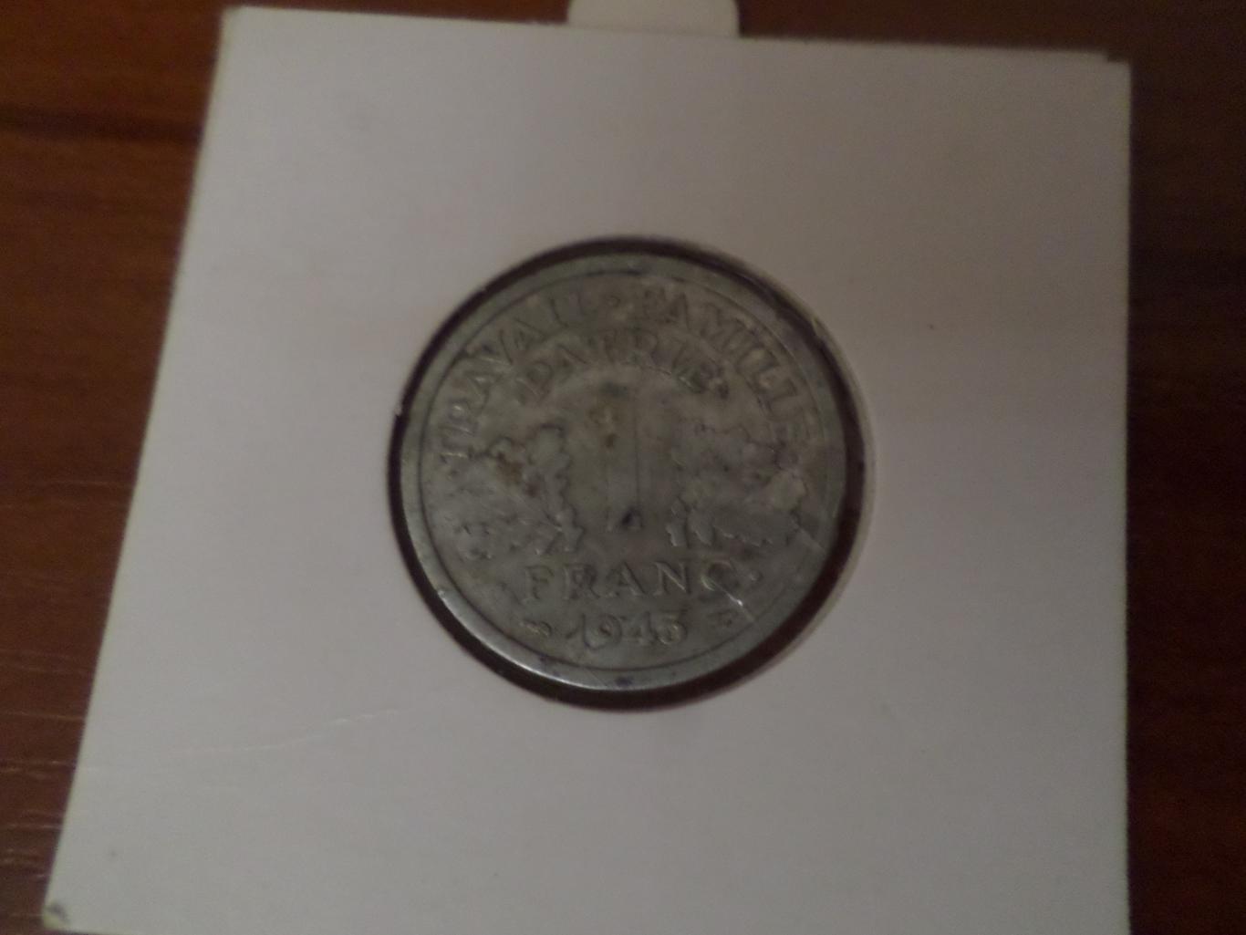 Монета 1 франк Франция 1943 г