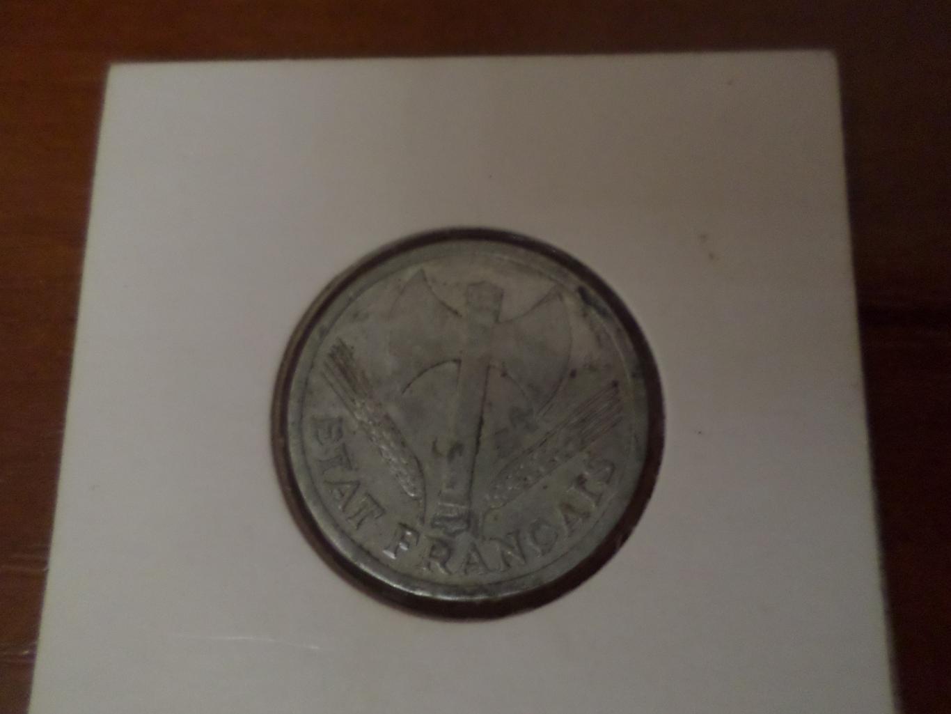 Монета 1 франк Франция 1943 г 1
