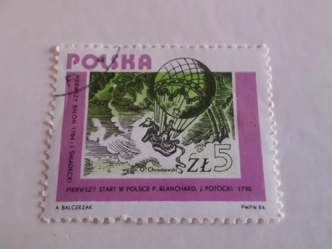 марки Польша 100 лет первому воздушному шару 1984 г