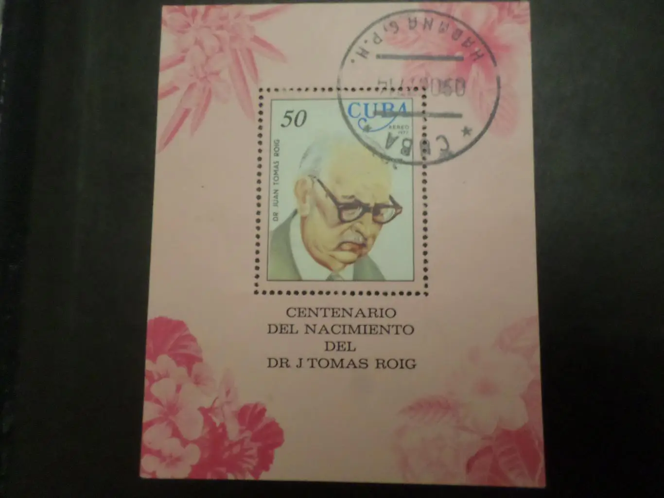марки Куба блок 100 со дня рождения доктора Томаса Роига 1977 г
