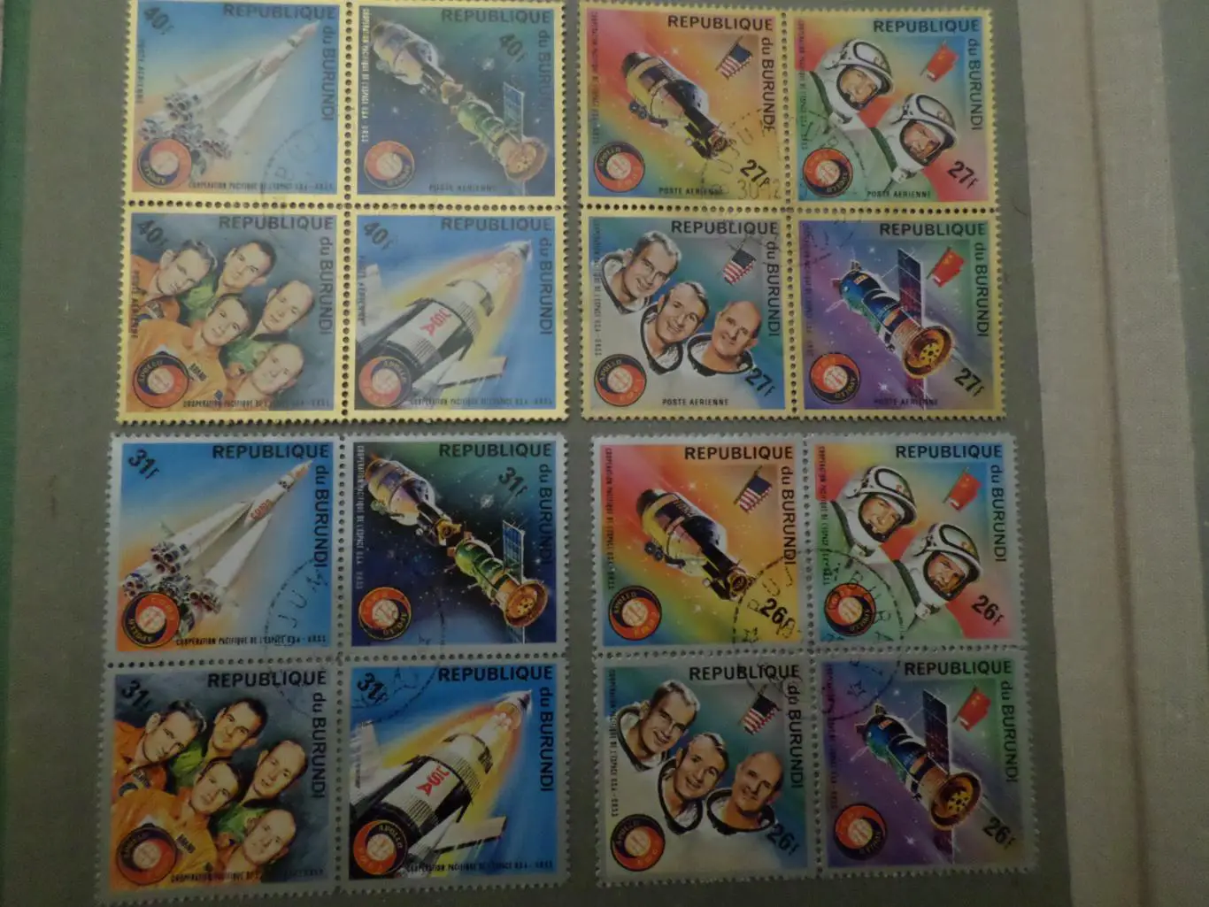 марки Бурунди Космос Союз-Аполлон 1975 г