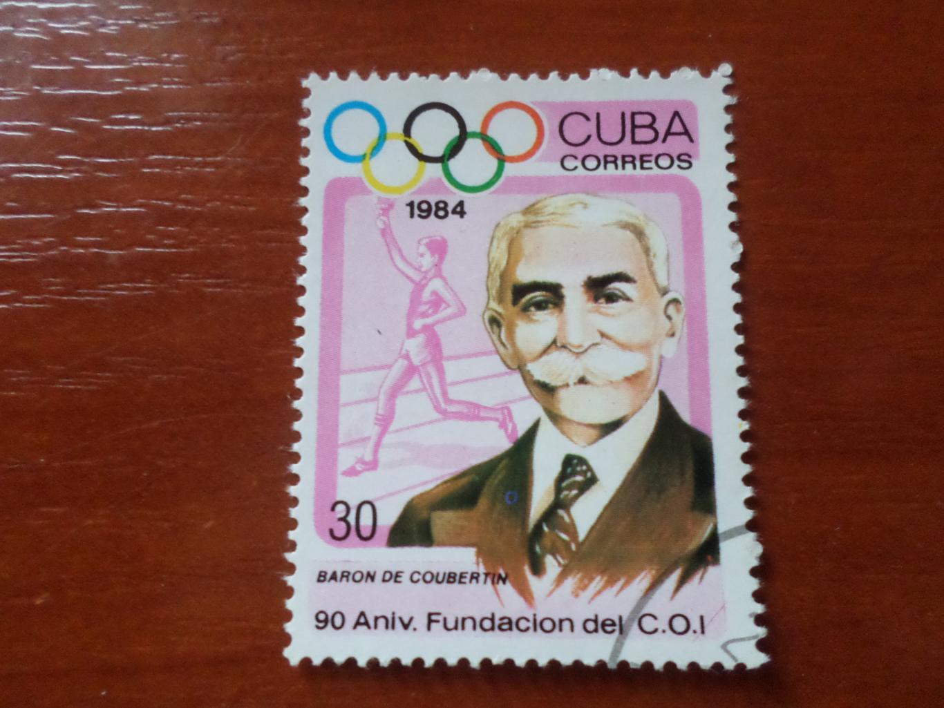 марка Куба Пьер де Кубертен основатель олимпийских игр 1982 г
