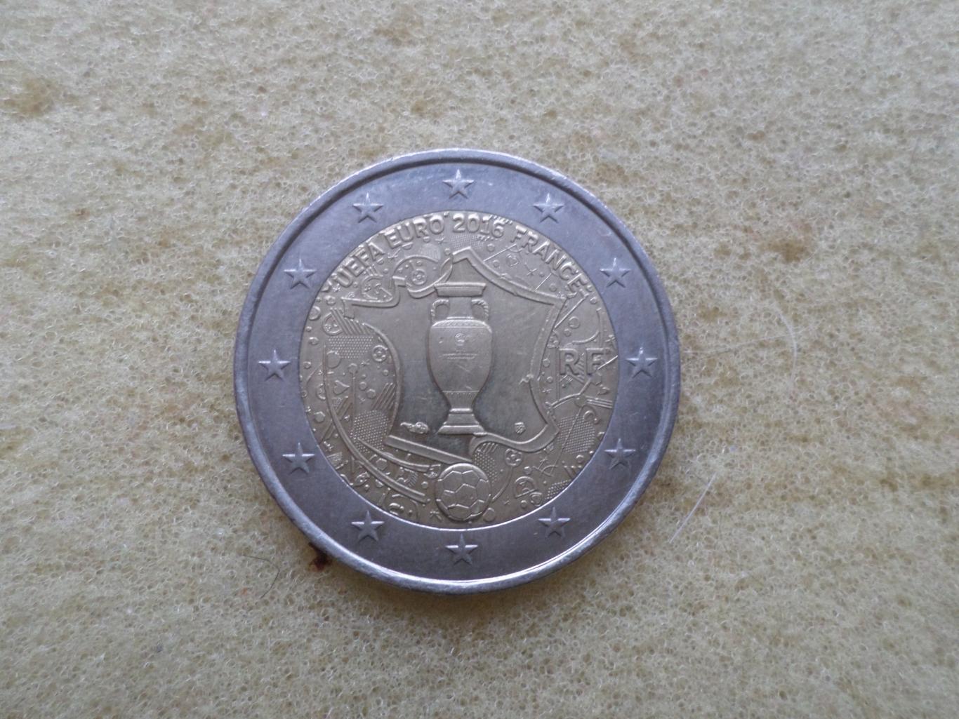 Монета 2 евро Франция Чемпионат Европы по футболу 2016 г ЕВРО-2016