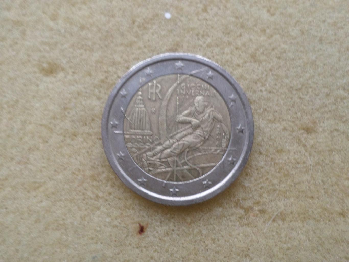 Монета 2 евро Италия Олимпийские игры Турин 2006 г