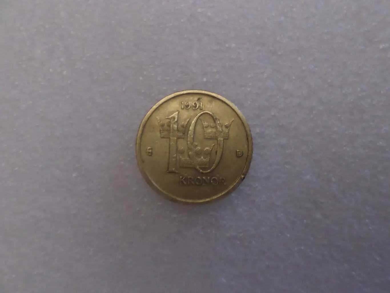 Монета 10 крон Швеция 1991 г