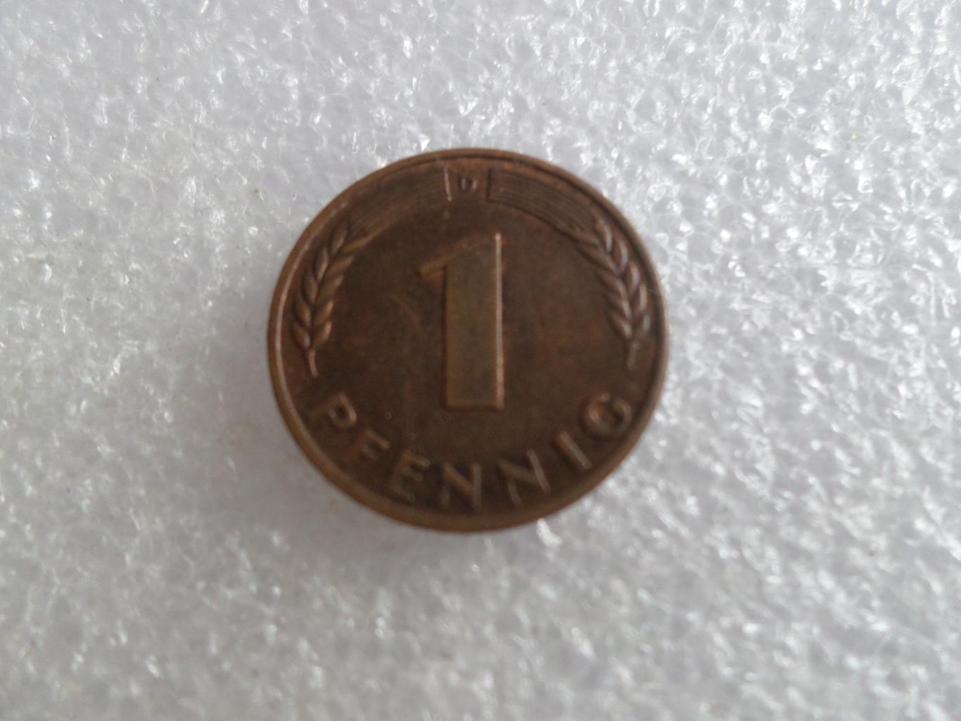 монета 1 пфенниг ФРГ Германия 1950 г