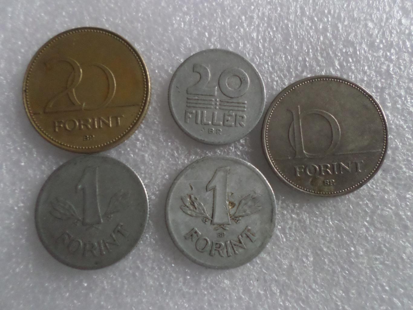 Монеты 1,10,20 форинтов Венгрия 5 шт