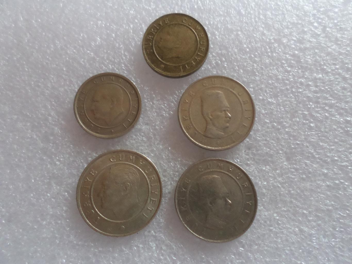 Монеты Турция 5, 10, 25 куруш 5 шт 1