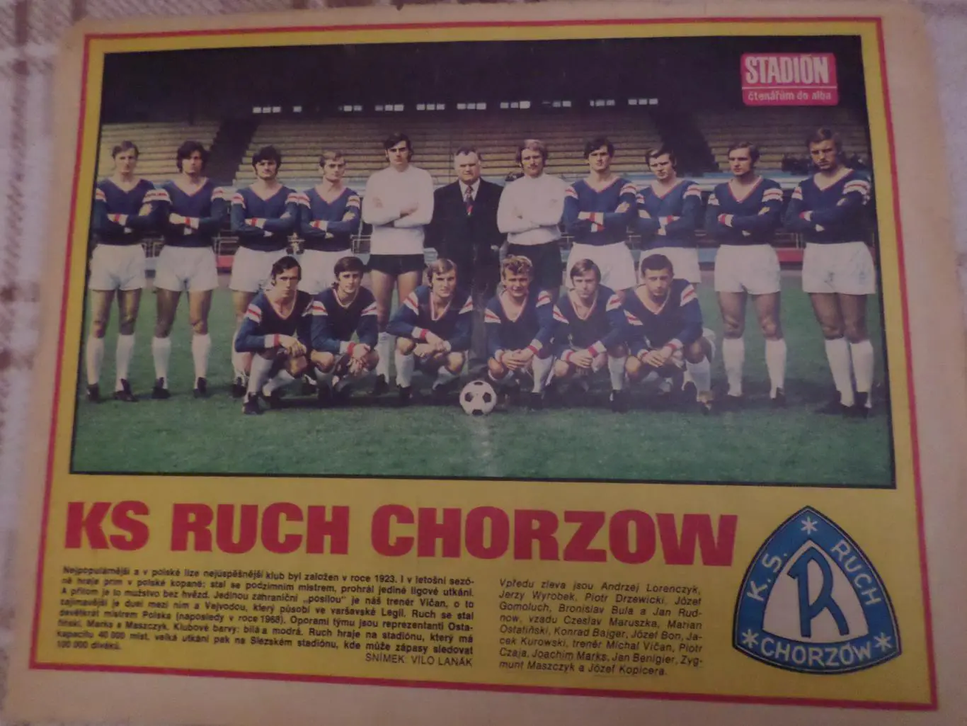 постер из журнала Стадион Чехословакия Рух Хожув Польша
