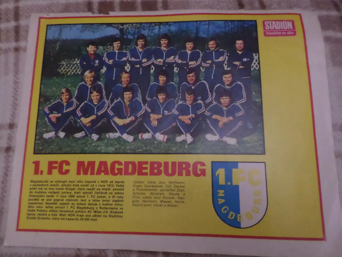 постер из журнала Стадион Чехословакия Магдебург ГДР Германия