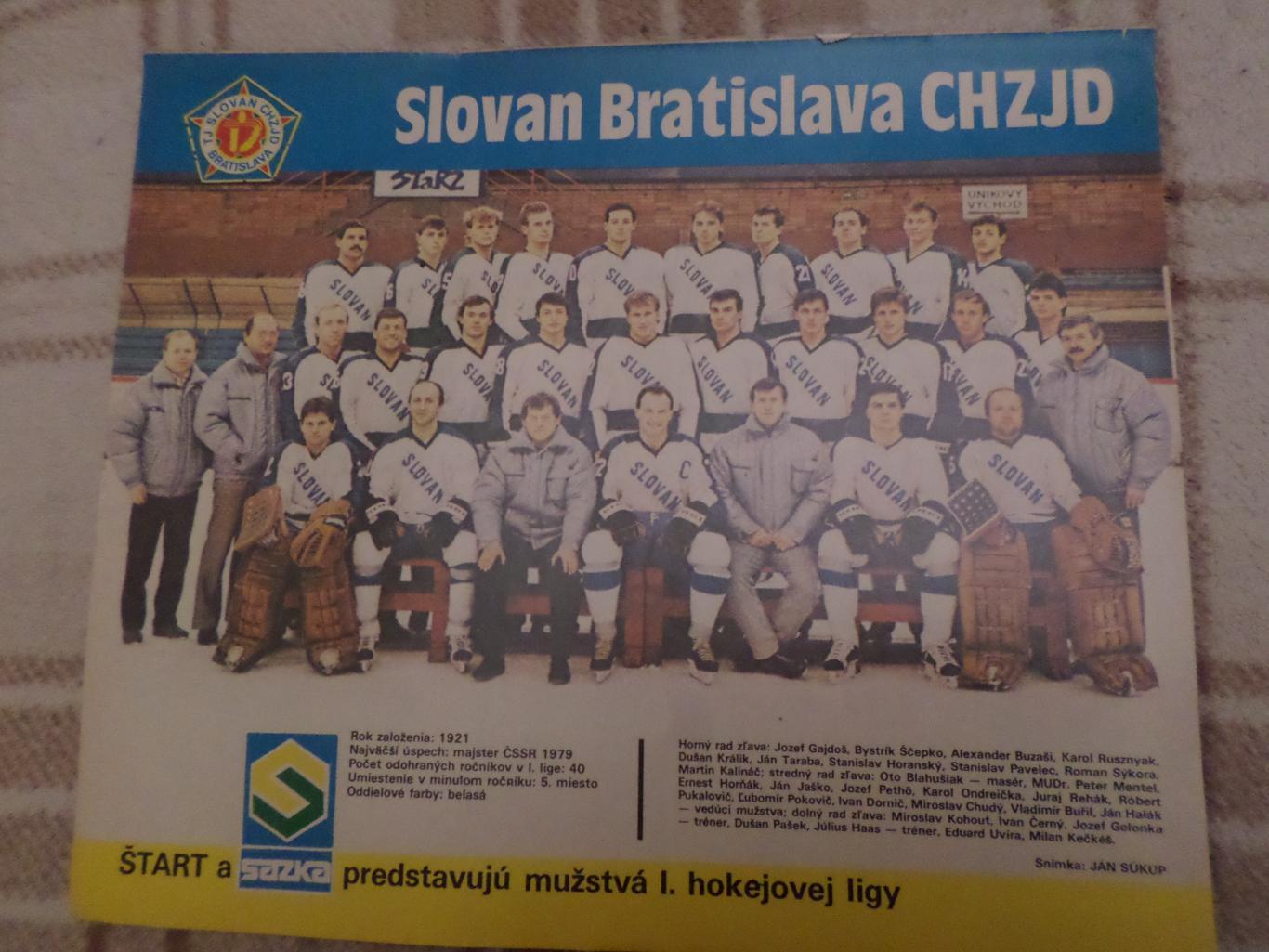 постер из журнала Старт Чехословакия Слован Братислава хоккей