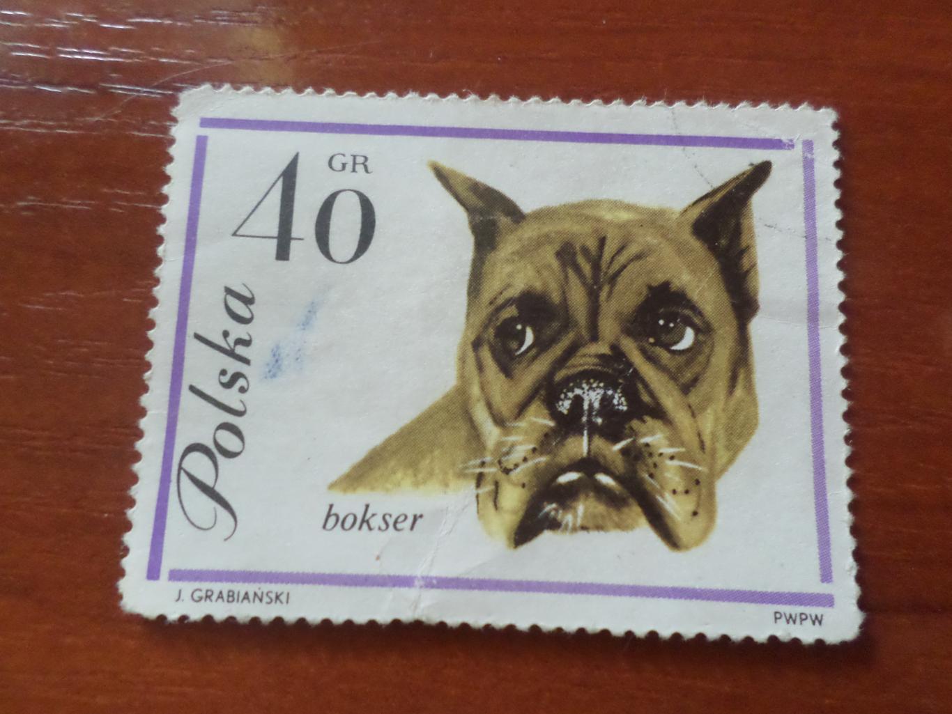 марки Польша фауна собака боксер